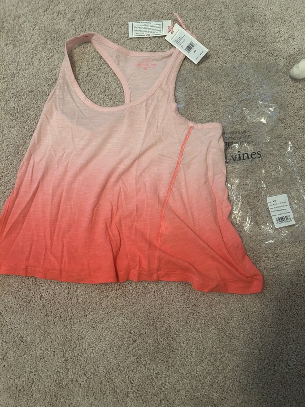 Vineyard Vines Pink to Coral Slub Racerback Tank pink cloud v2  women’s XS